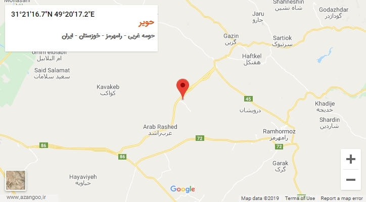 روستای حویر بر روی نقشه