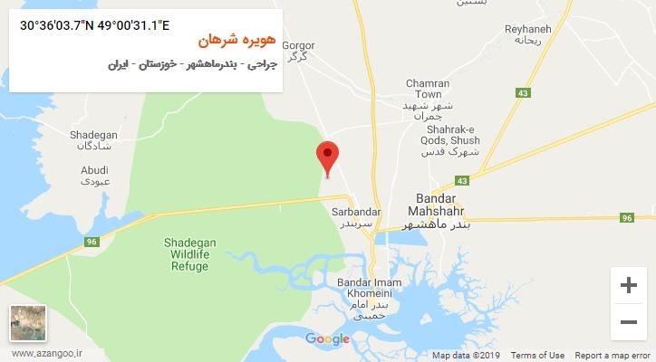 روستای هویره شرهان بر روی نقشه
