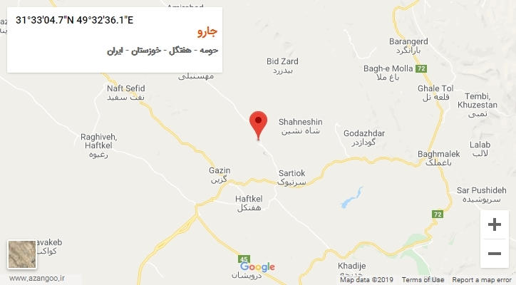 روستای جارو بر روی نقشه