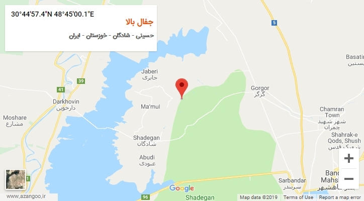 روستای جفال بالا بر روی نقشه