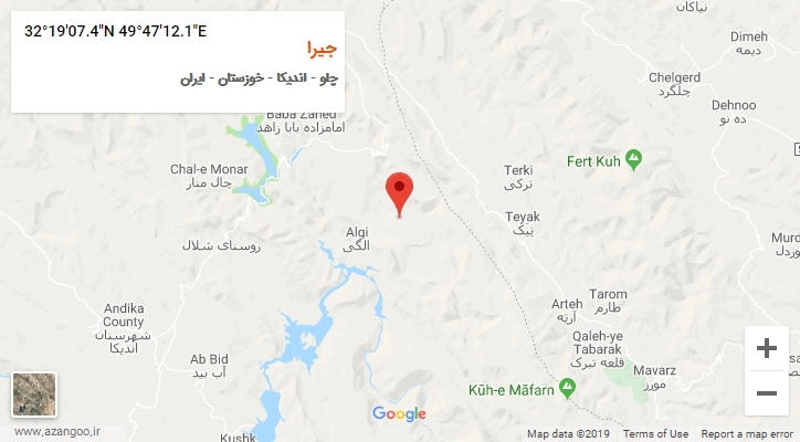 روستای جیرا بر روی نقشه