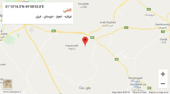 روستای کاشی بر روی نقشه