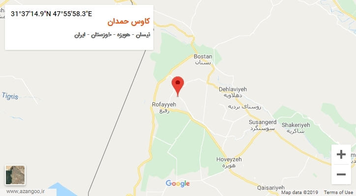 روستای کاوس حمدان بر روی نقشه