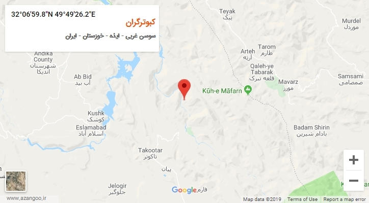 روستای کبوترگران بر روی نقشه