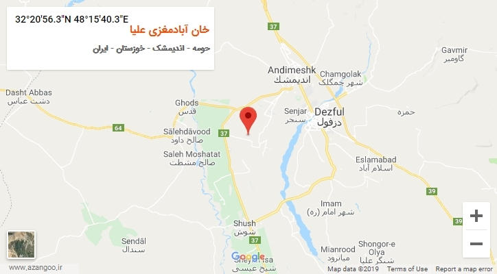 روستای خان آبادمغزی علیا بر روی نقشه