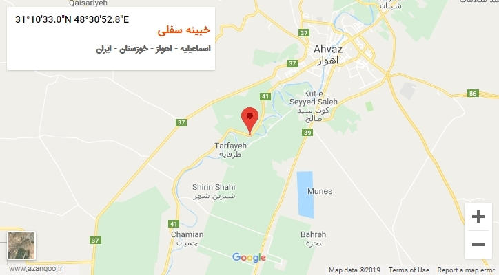 روستای خبینه سفلی بر روی نقشه