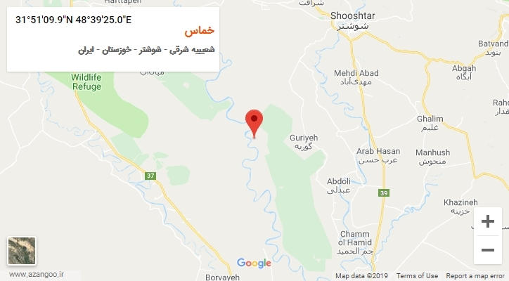 روستای خماس بر روی نقشه