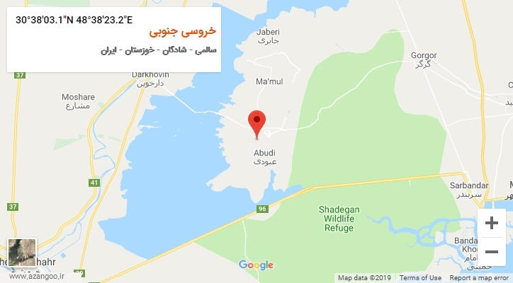 روستای خروسی جنوبی بر روی نقشه