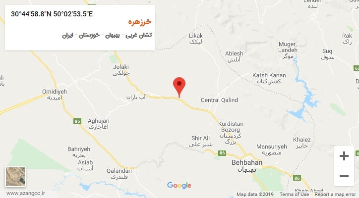 روستای خرزهره بر روی نقشه