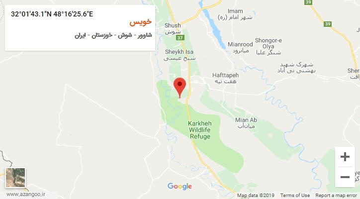 روستای خویس بر روی نقشه