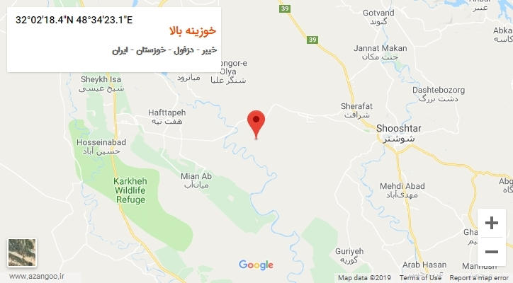 روستای خوزینه بالا بر روی نقشه