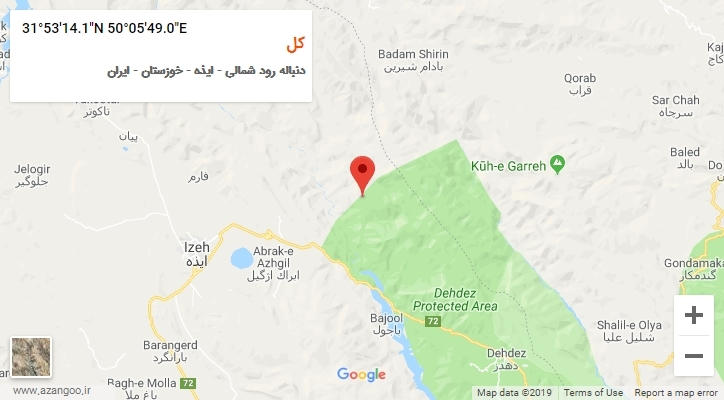 روستای کل بر روی نقشه