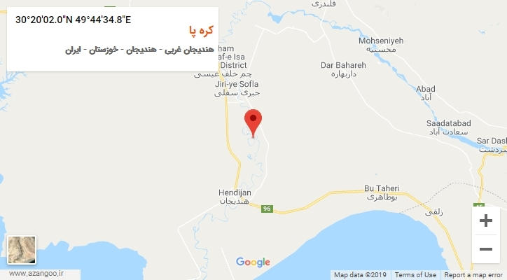 روستای کره پا بر روی نقشه