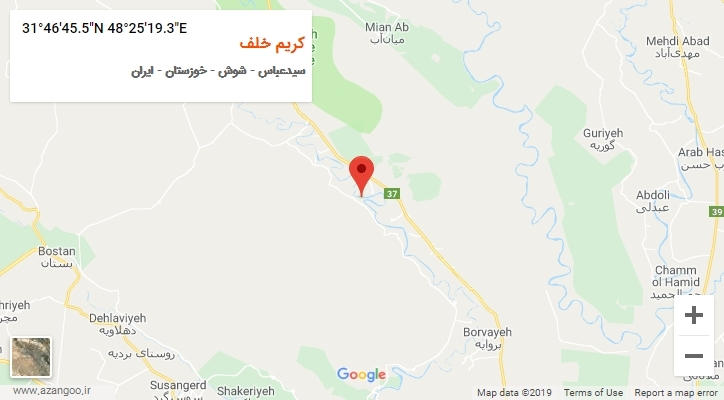 روستای کریم خلف بر روی نقشه