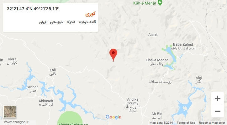 روستای کوری بر روی نقشه