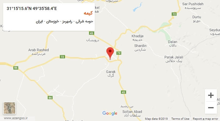 روستای کیمه بر روی نقشه