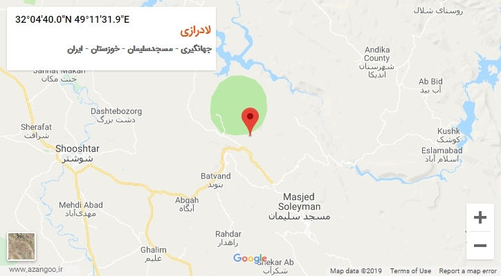 روستای لادرازی بر روی نقشه