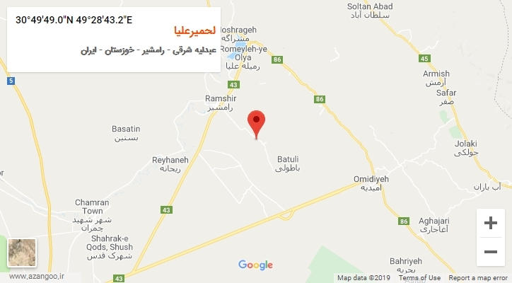 روستای لحمیرعلیا بر روی نقشه