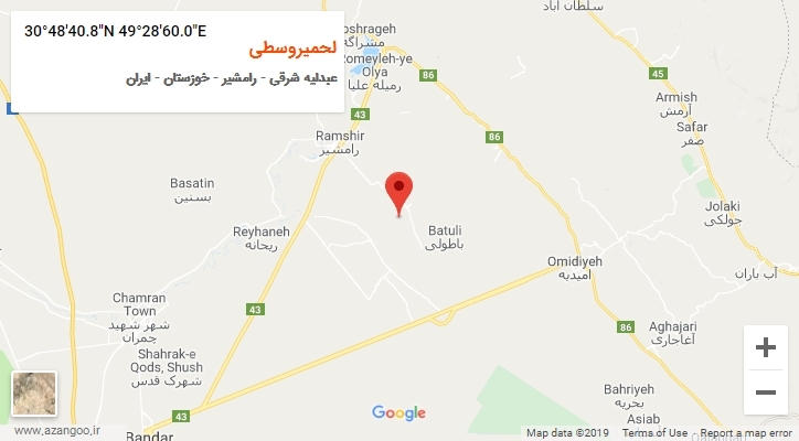 روستای لحمیروسطی بر روی نقشه