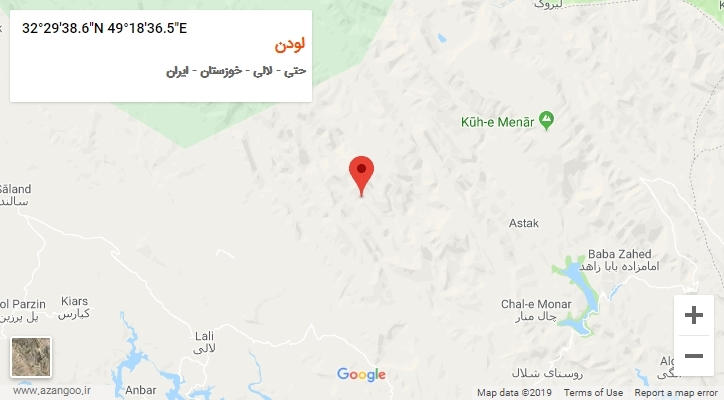 روستای لودن بر روی نقشه