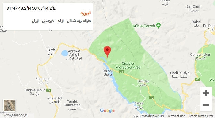 روستای لیرزرد بر روی نقشه
