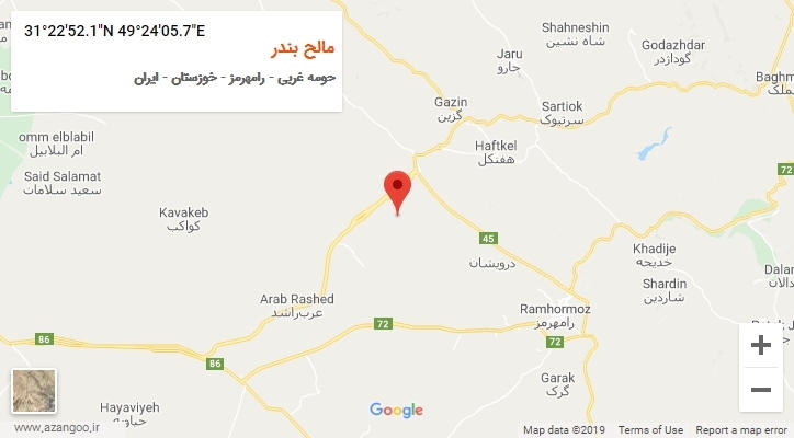 روستای مالح بندر بر روی نقشه