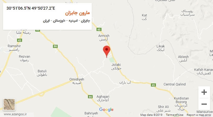 روستای مارون جایزان بر روی نقشه