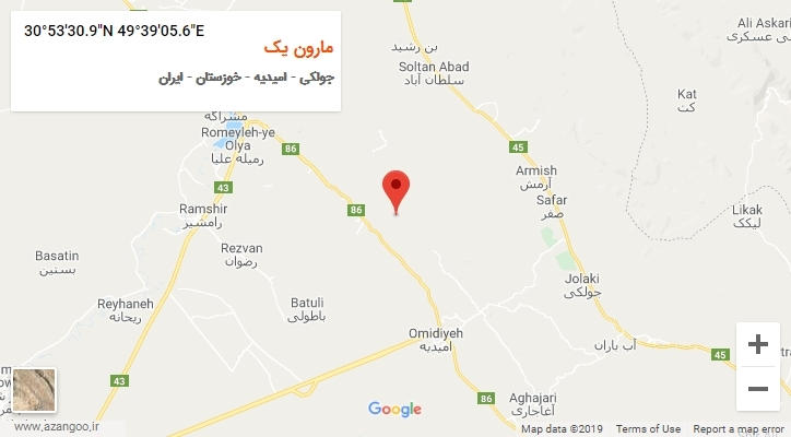 روستای مارون یک بر روی نقشه
