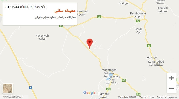 روستای معیدله سفلی بر روی نقشه