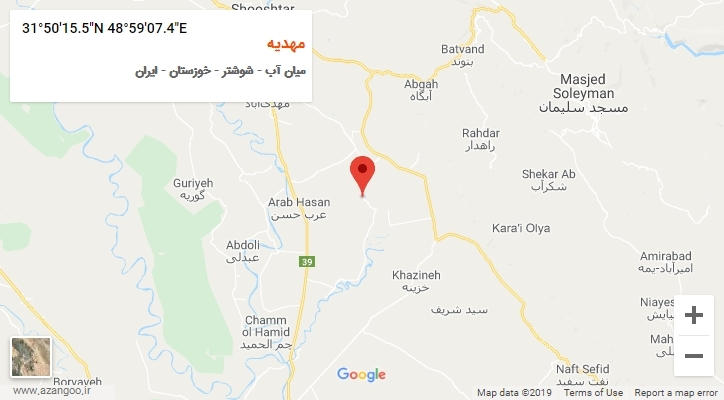 روستای مهدیه بر روی نقشه