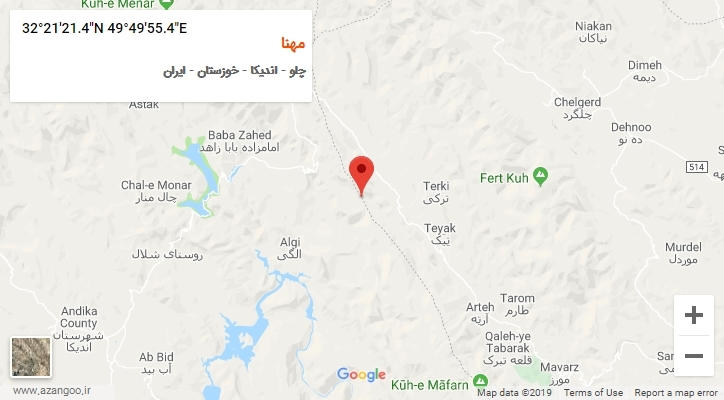 روستای مهنا بر روی نقشه