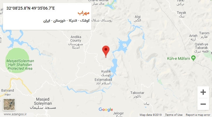 روستای مهراب بر روی نقشه