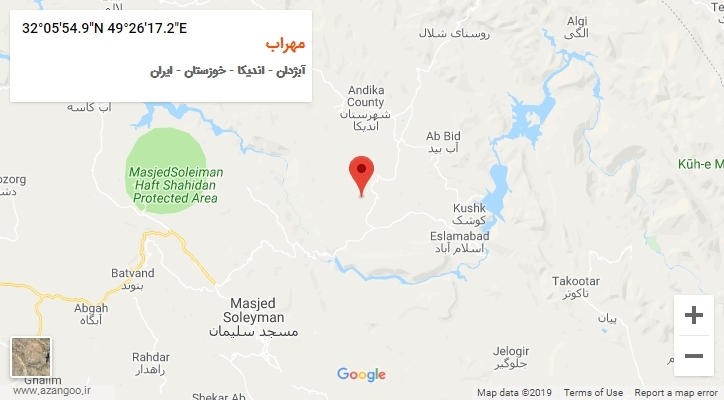 روستای مهراب بر روی نقشه