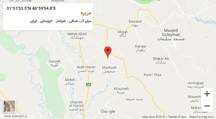 روستای مریره بر روی نقشه