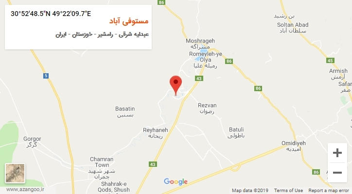 روستای مستوفی آباد بر روی نقشه