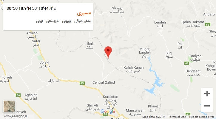 روستای مسیری بر روی نقشه