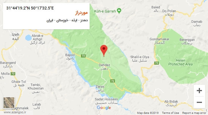 روستای موردراز بر روی نقشه