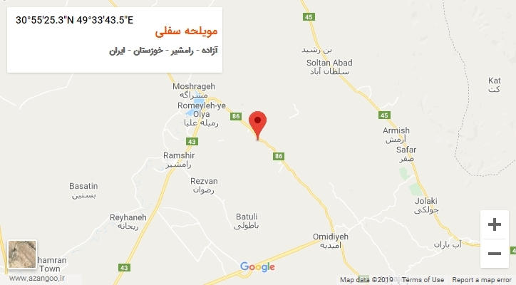 روستای مویلحه سفلی بر روی نقشه