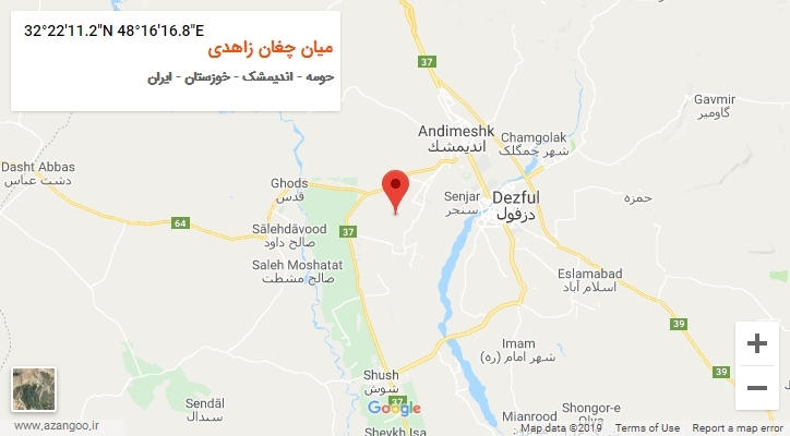 روستای میان چغان زاهدی بر روی نقشه