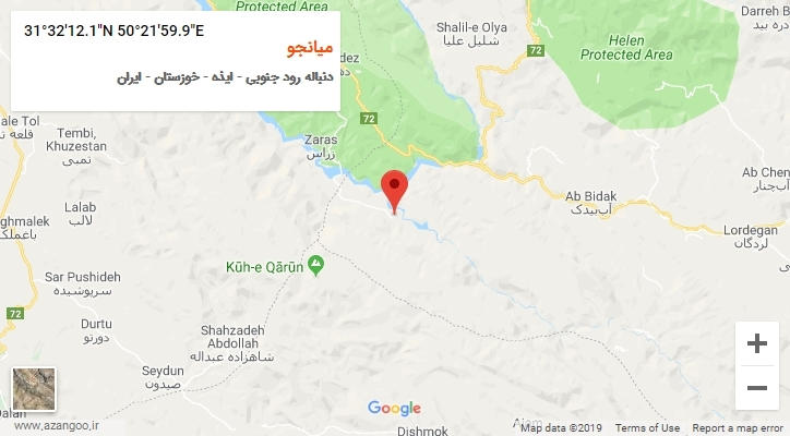 روستای میانجو بر روی نقشه