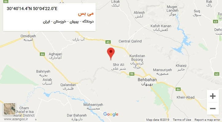 روستای می بس بر روی نقشه