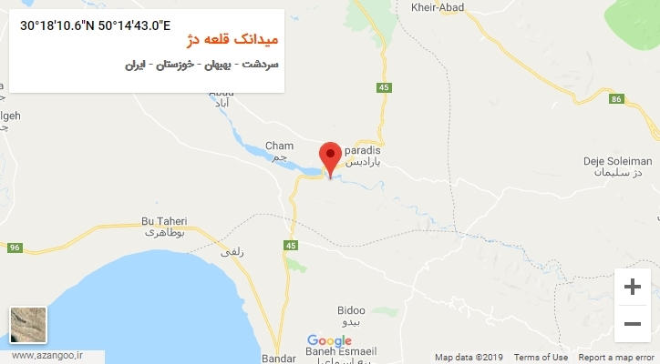 روستای میدانک قلعه دژ بر روی نقشه