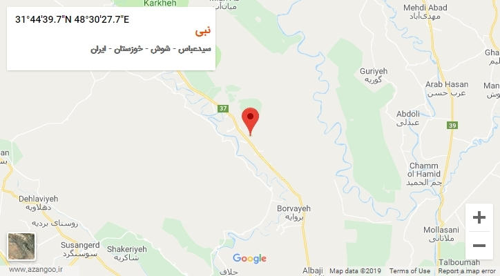 روستای نبی بر روی نقشه