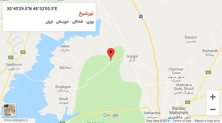 روستای نهرشیخ بر روی نقشه