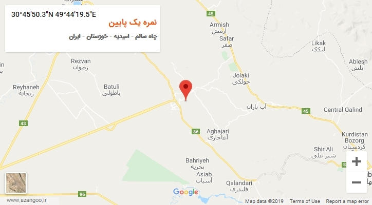 روستای نمره یک پایین بر روی نقشه
