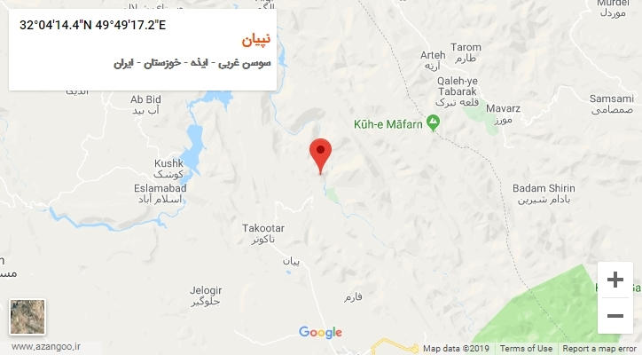 روستای نپیان بر روی نقشه