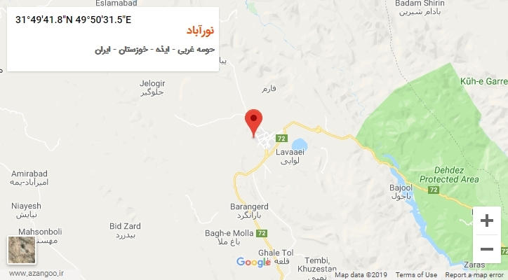 روستای نورآباد بر روی نقشه