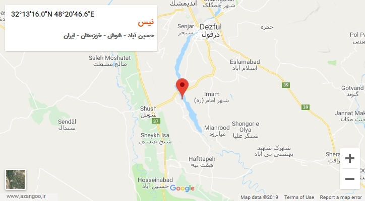 روستای نیس بر روی نقشه