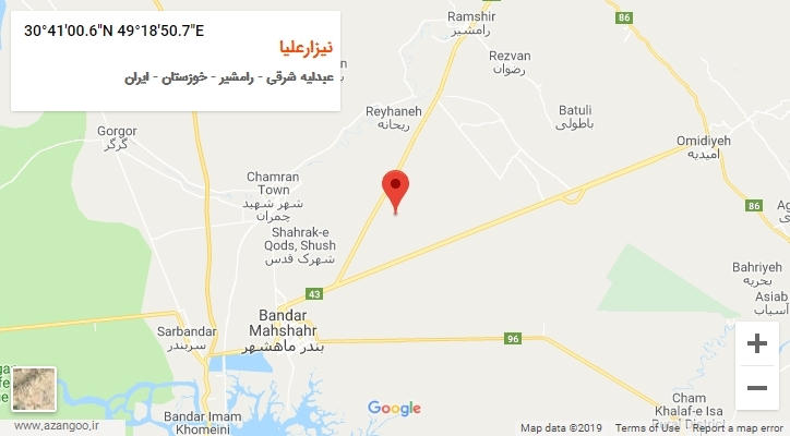 روستای نیزارعلیا بر روی نقشه