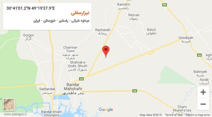 روستای نیزارسفلی بر روی نقشه